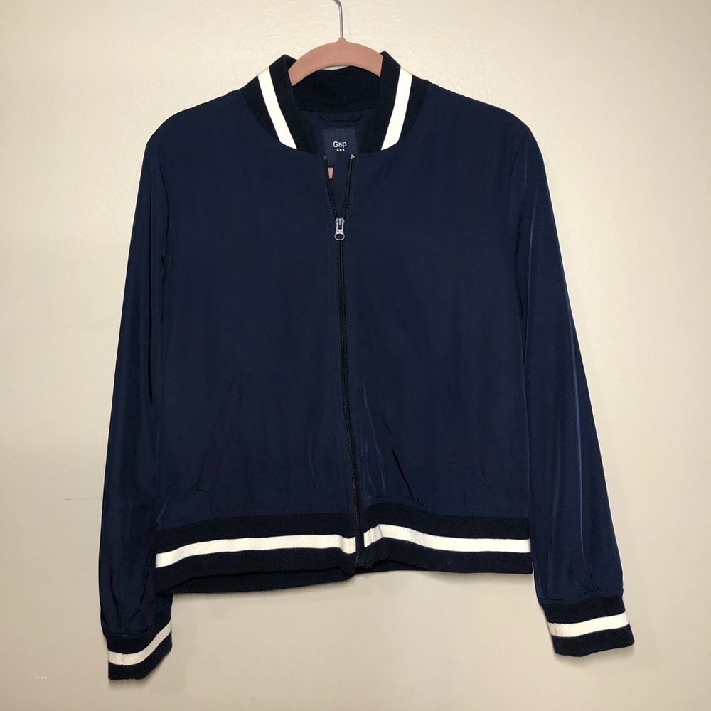 Gap Midnight Navy Varsity Bomber (Size: L)